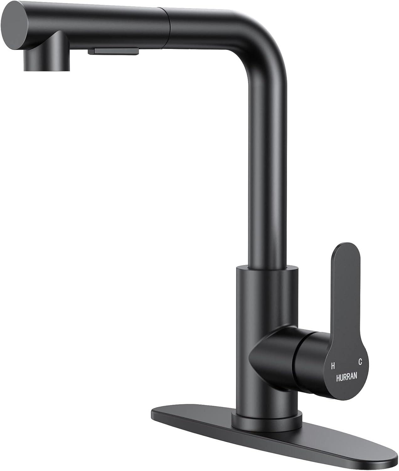 Matte Black Stainless Steel Pull-Out Spray Kitchen Faucet