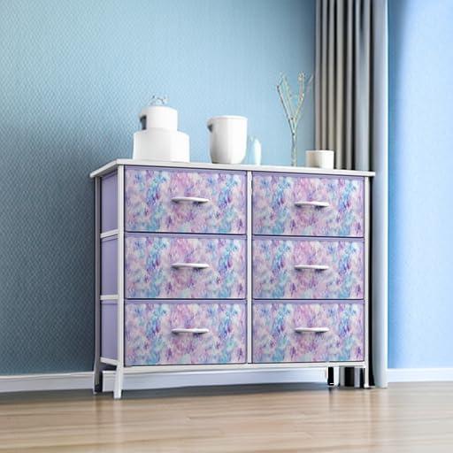 Sorbus 6 Drawers Dresser- Storage Unit with Steel Frame, Wood Top, Fabric Bins - for Bedroom, Closet, Office and more