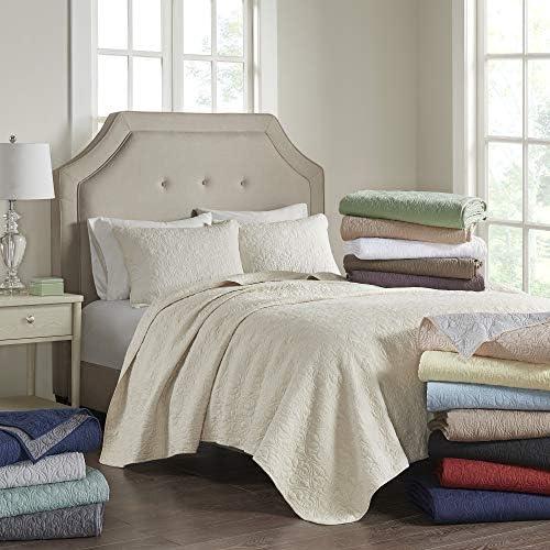 Madison Park 3pc Full/Queen Vancouver Reversible Coverlet Set Seafoam: Lightweight, Machine Washable