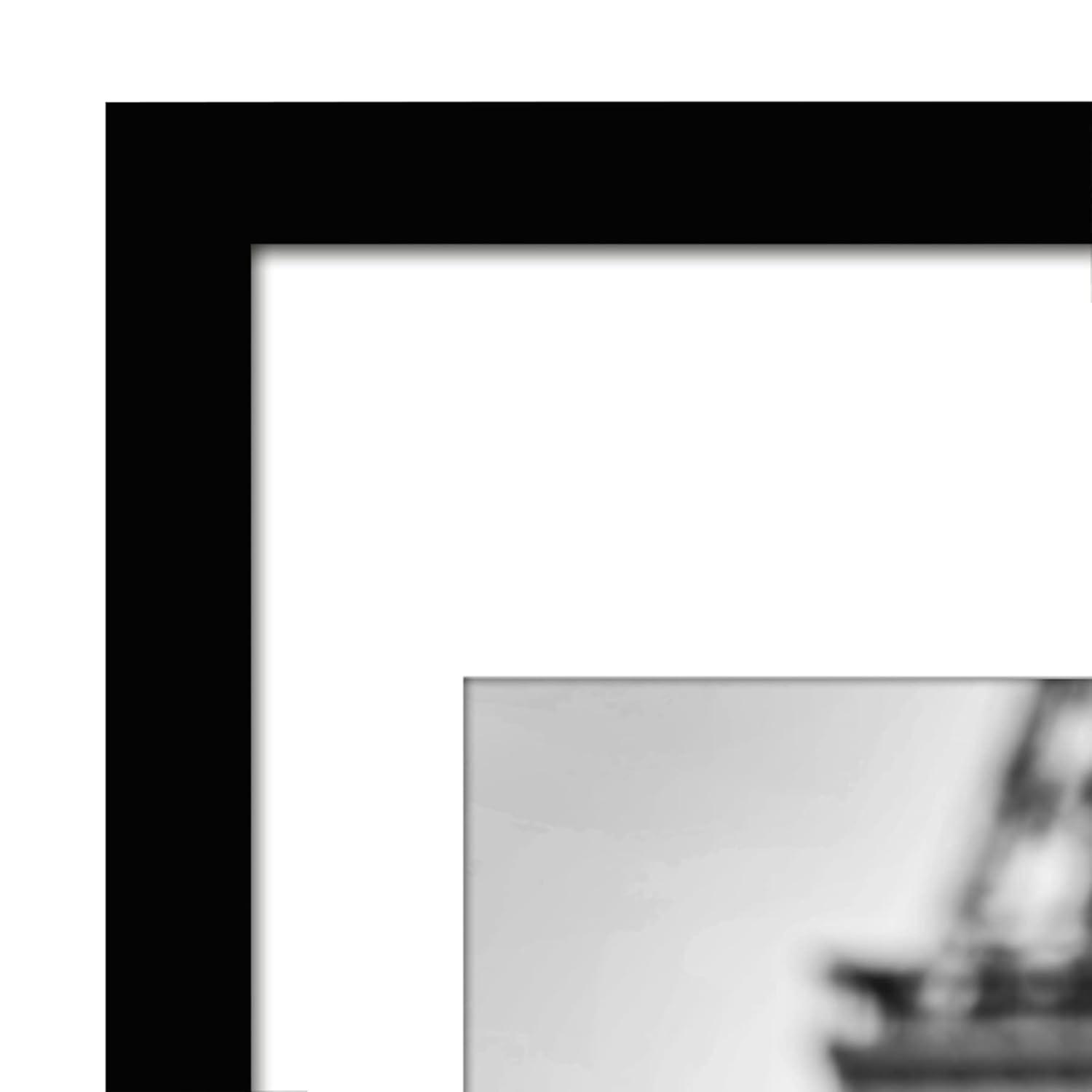 Americanflat 5 Pack of 8x12 Frames with 6x8 Mat - Plexiglass Cover - Black