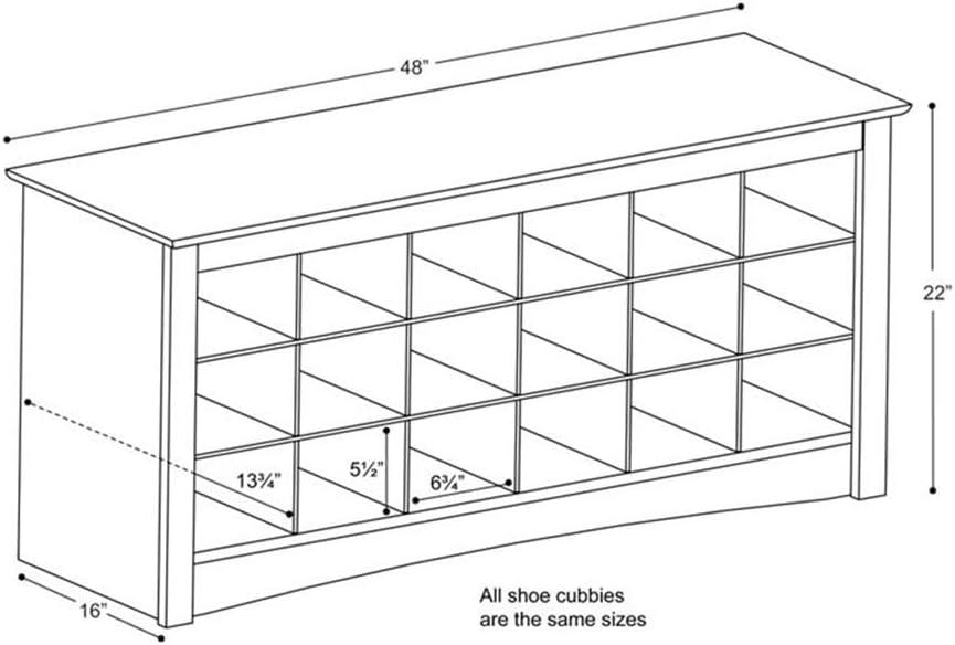 Shoe Cubbie Storage Bench Espresso Brown - Prepac: Entryway Organizer, 18 Compartments