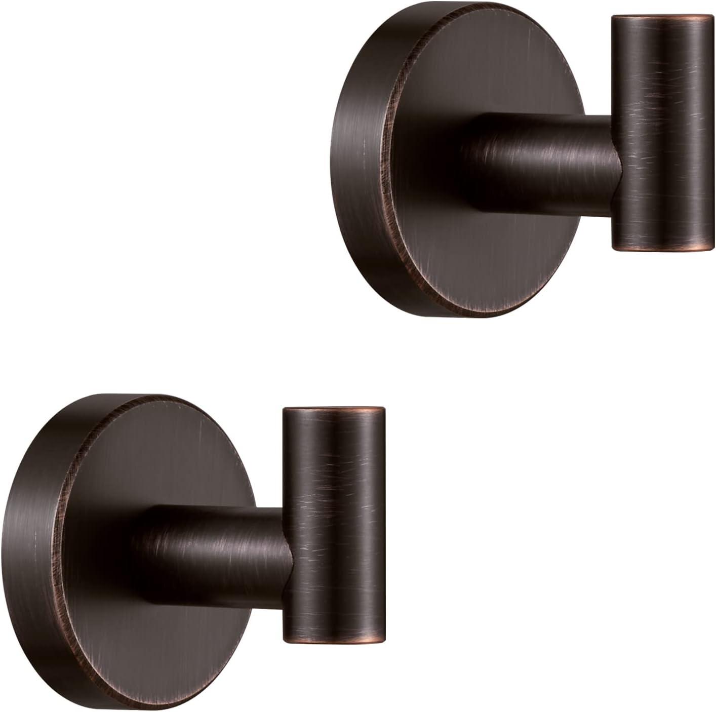 Oil Rubbed Bronze Wall Mounted Double Robe Hooks, 2-Pack