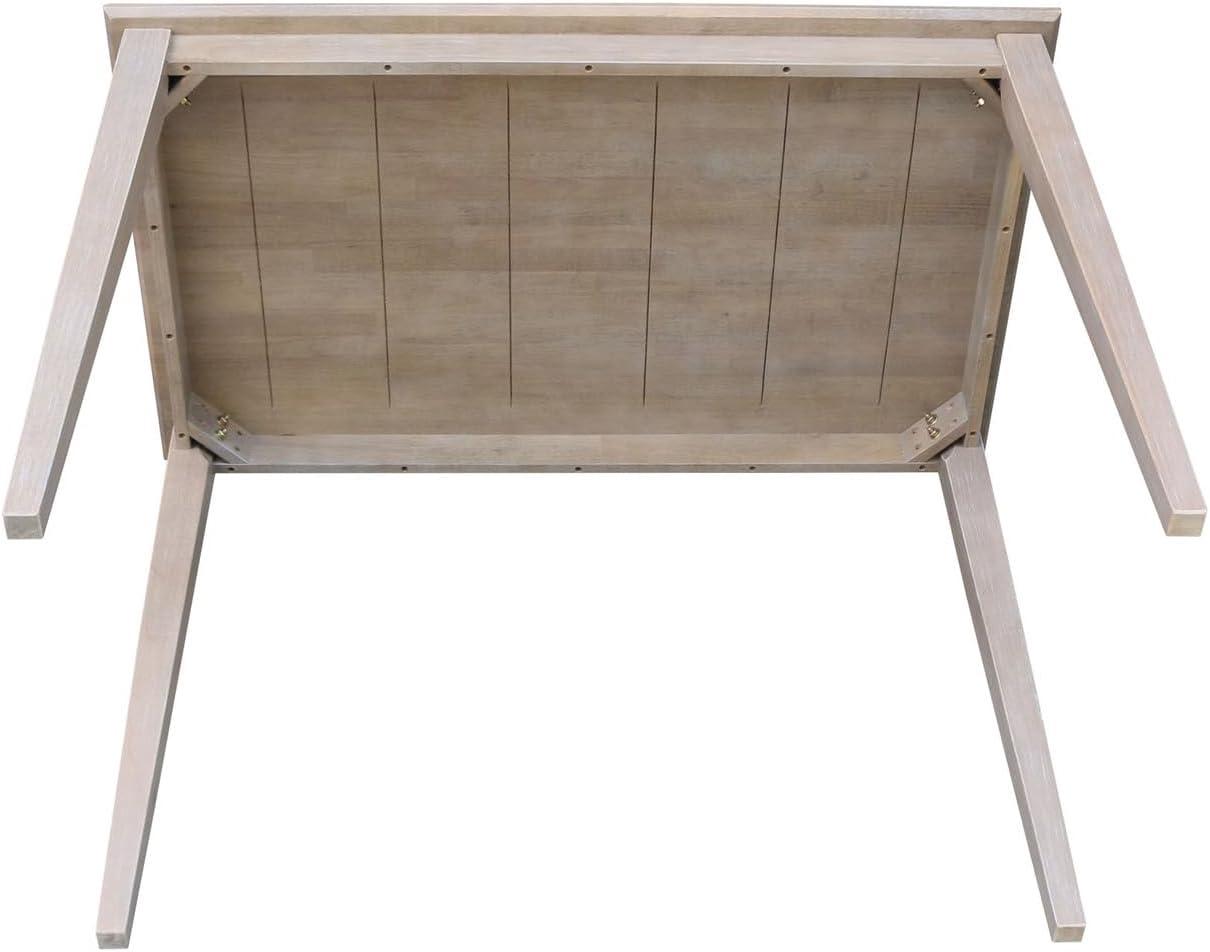 Solid Wood 30" X 48" Counter Height Table Washed Gray Taupe - International Concepts: Parawood, Non-Extension, Modern Style