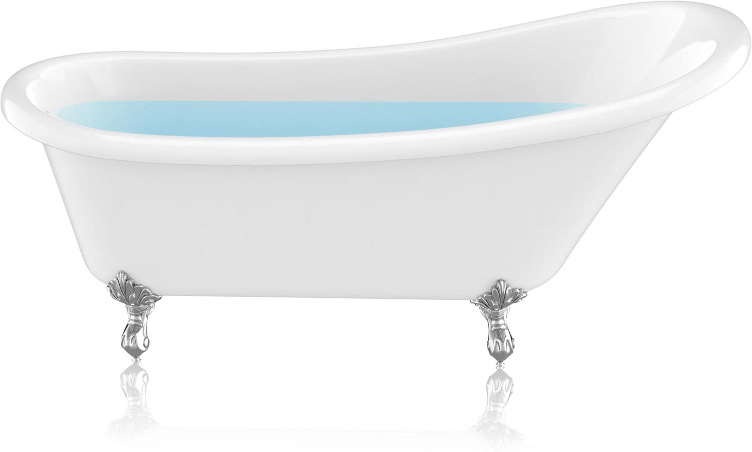 Diamante 67'' White Acrylic Clawfoot Slipper Bathtub