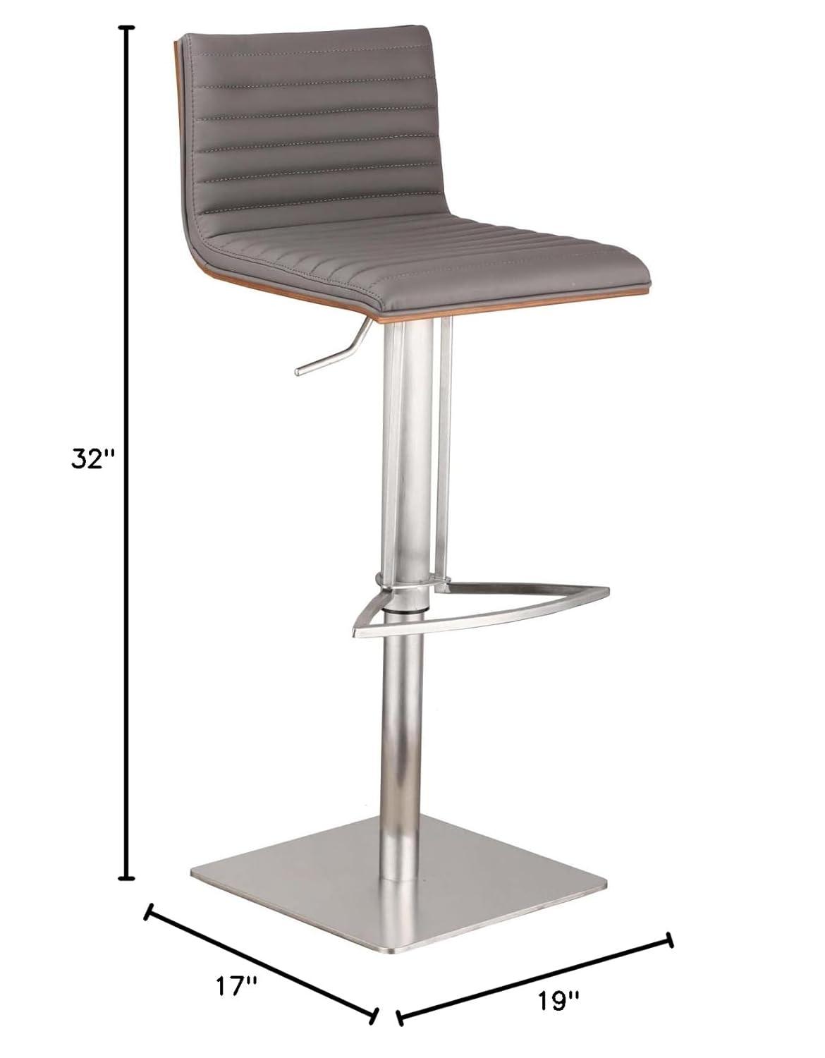 Cafa Adjustable Swivel Walnut Wood and Stainless Steel Metal Bar Stool