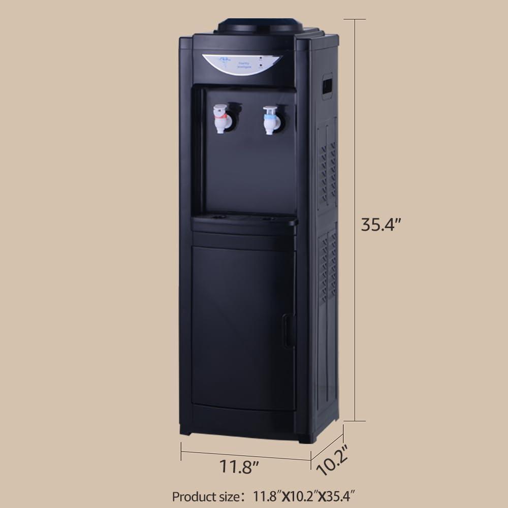 Hot & Cold Top Loading Water Dispenser, 5 Gallon Water Cooler Dispenser with Child Safety Lock, Removable Drip Tray and Storage Cabinet, Ideal for Home Office Use, White