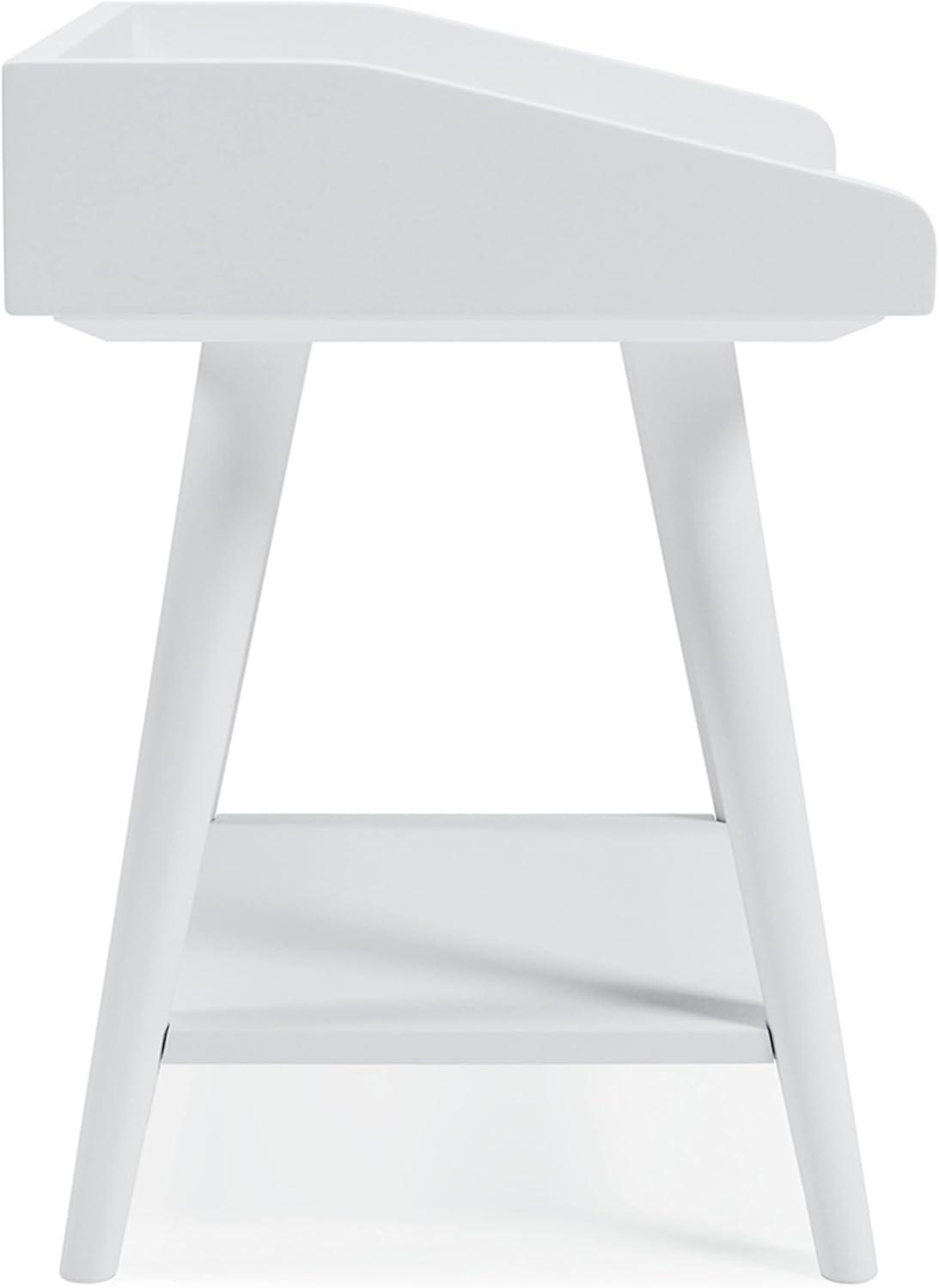 Crisp White Transitional Wood Accent Table with USB Chargers