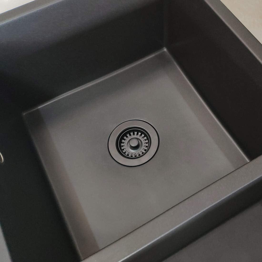 3.5-in Black Sink Strainer Assembly with Stopper for Matching Color of Granite or Fireclay Sinks