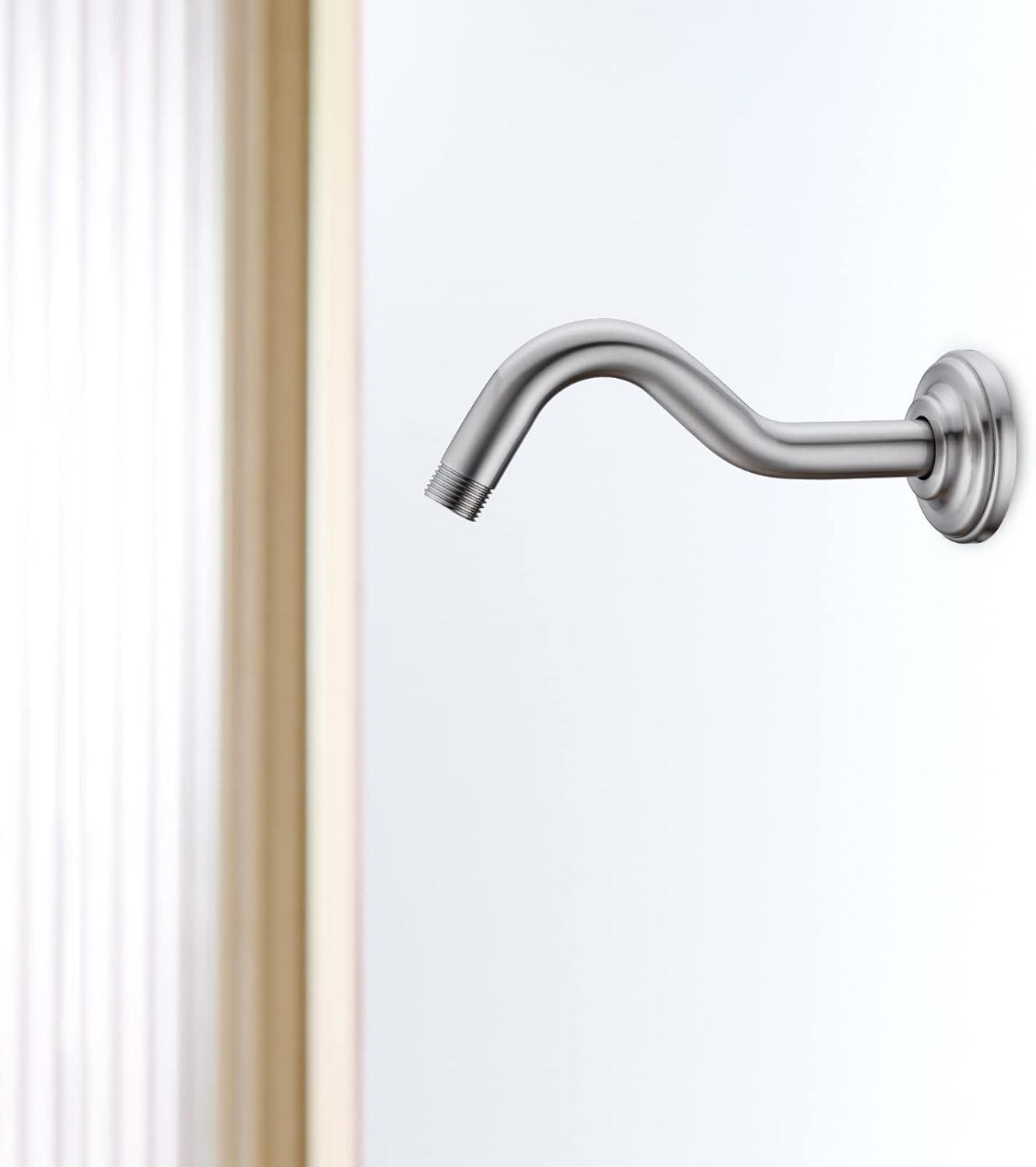 8-Inch Brushed Nickel Curved Wall-Mounted Shower Arm