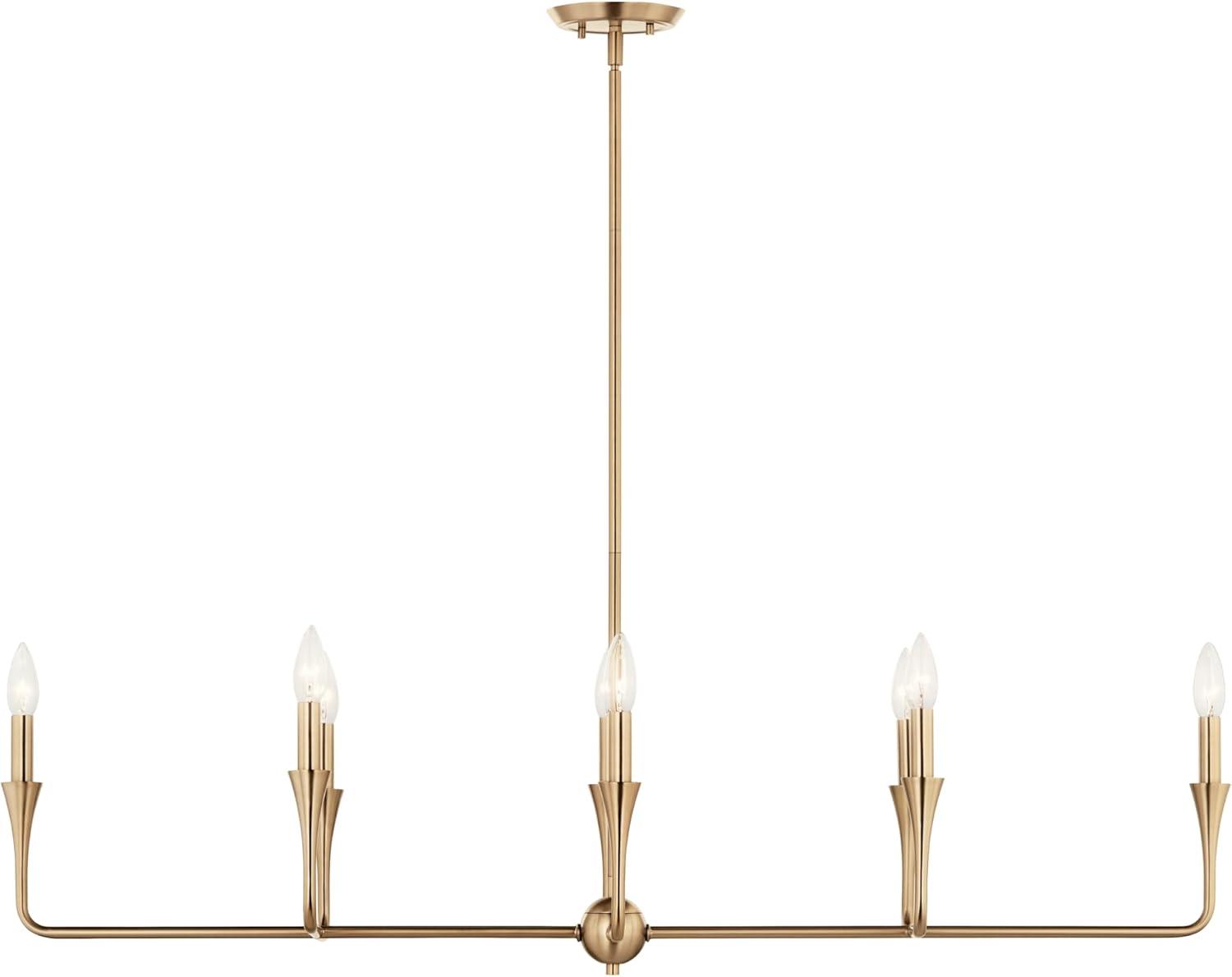 Champagne Bronze 8-Light Linear Candle Chandelier