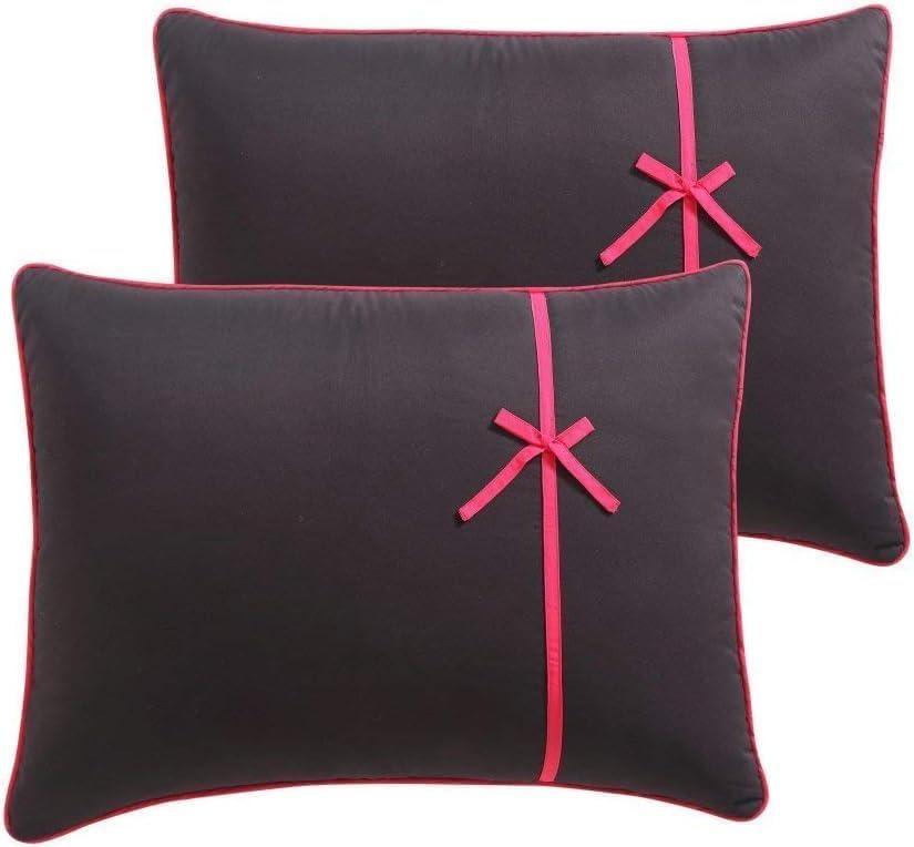 VCNY Home Kids' Sophie 8-Piece Black/Pink Polka Dot Polyester Bed in a Bag, Twin, Girls