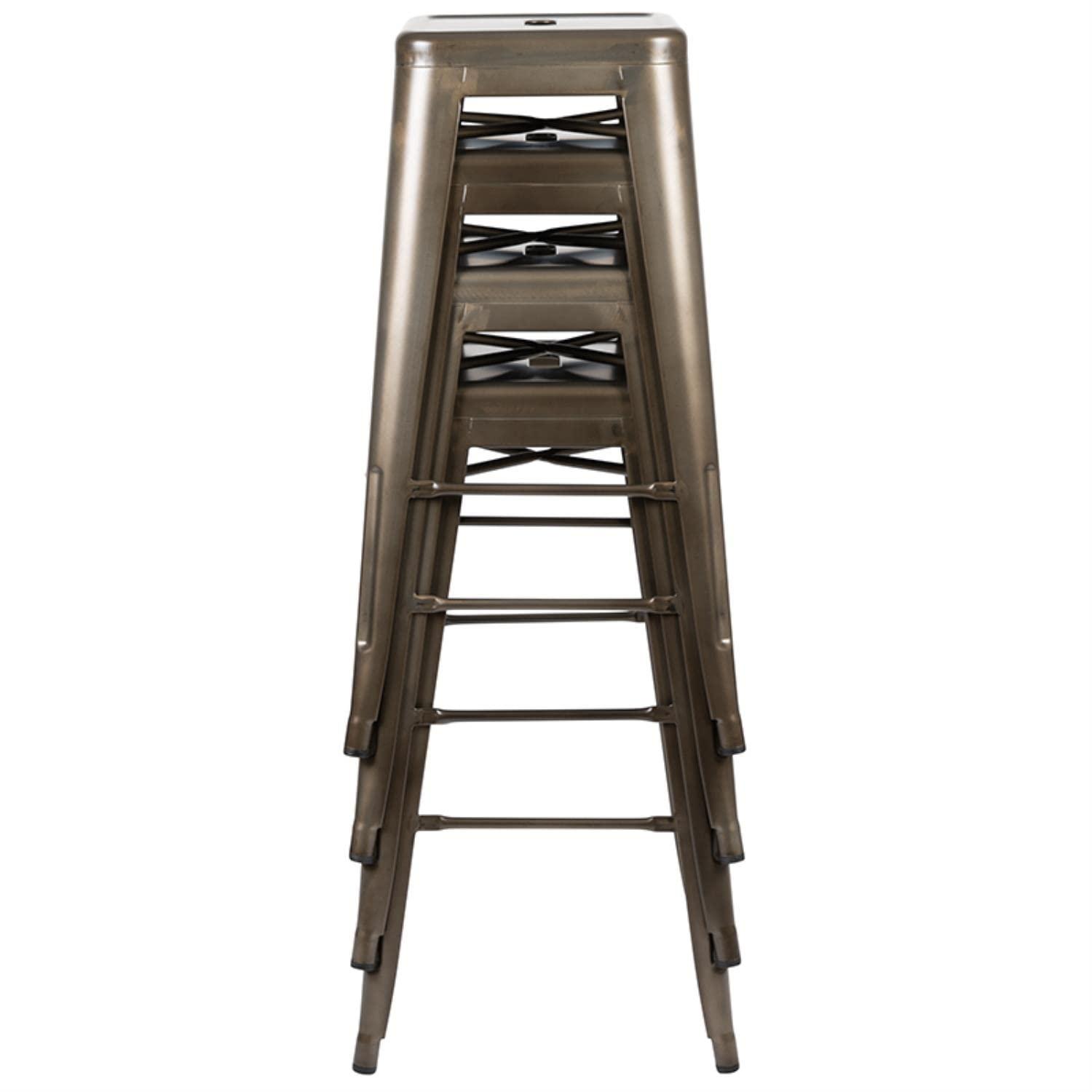 Flash Furniture 30" High Metal Indoor Bar Stool in Gun Metal Gray - Stackable Set of 4