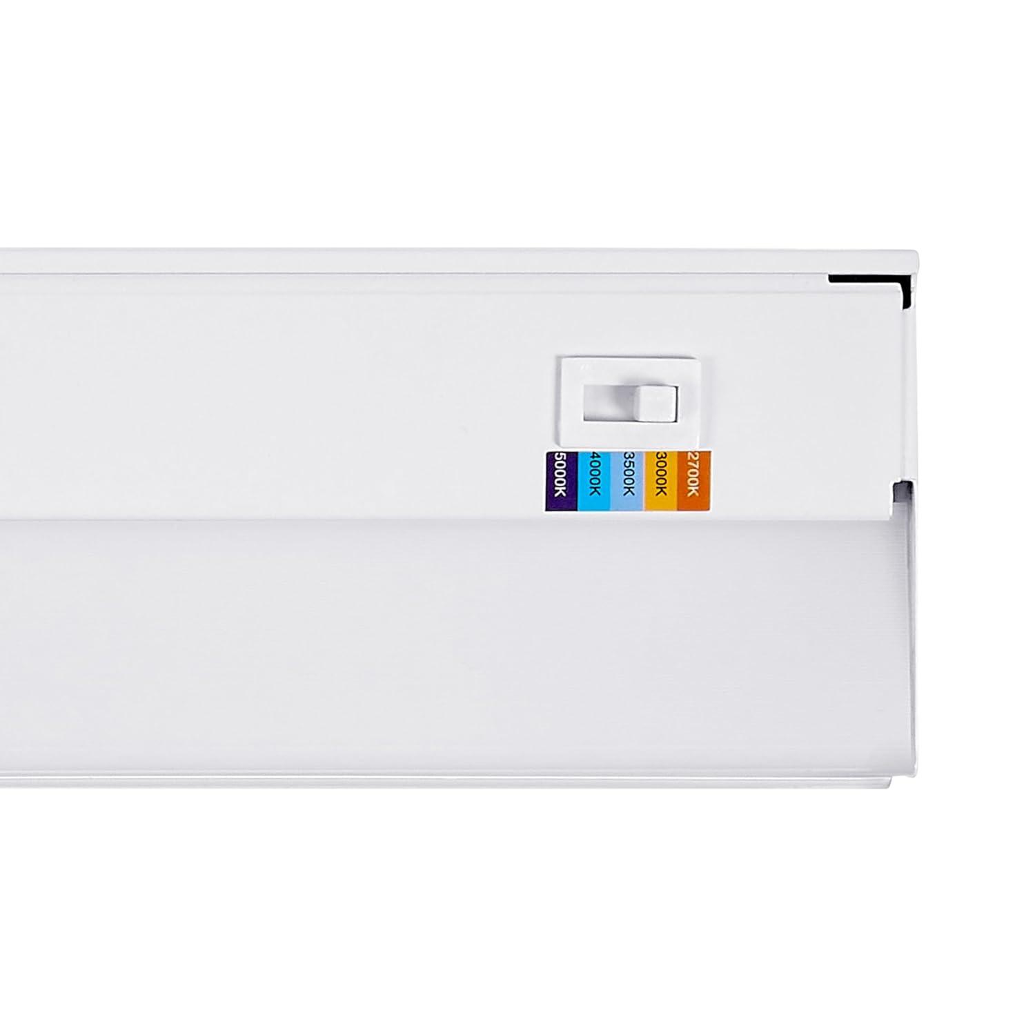 Maxxima 18 in. Hardwired LED Under Cabinet Light - 750 Lumens, 5 CCT, Color Temperature Slide Control, 2700K - 5000K, Kitchen and Indoor Lighting Fixture, White, On/Off Switch, ETL Listed