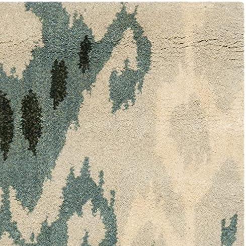 SAFAVIEH Ikat Emmeline Geometric Wool Area Rug, Beige/Slate, 2' x 3'
