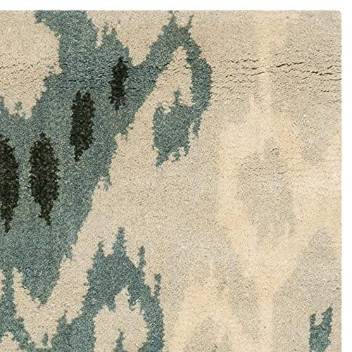SAFAVIEH Ikat Emmeline Geometric Wool Area Rug, Beige/Slate, 2' x 3'