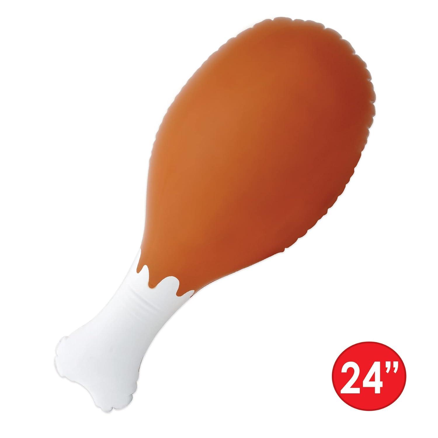 24-Inch Brown and White Inflatable Turkey Leg Prop