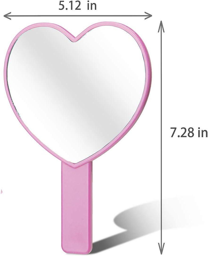 Pink and Purple Heart-Shaped Handheld Makeup Mirrors