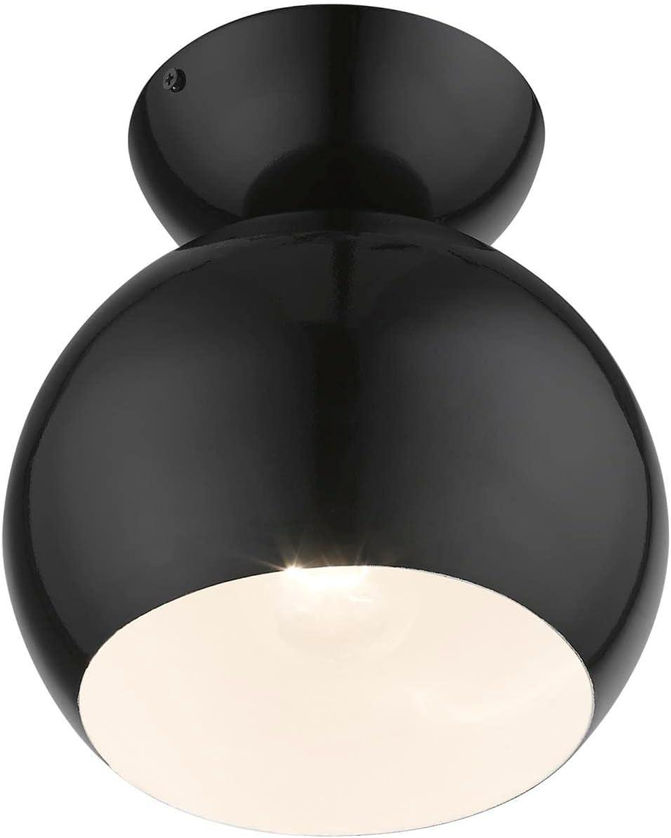 Livex Lighting Stockton 1 - Light Semi-Flush Mount in  Shiny Black