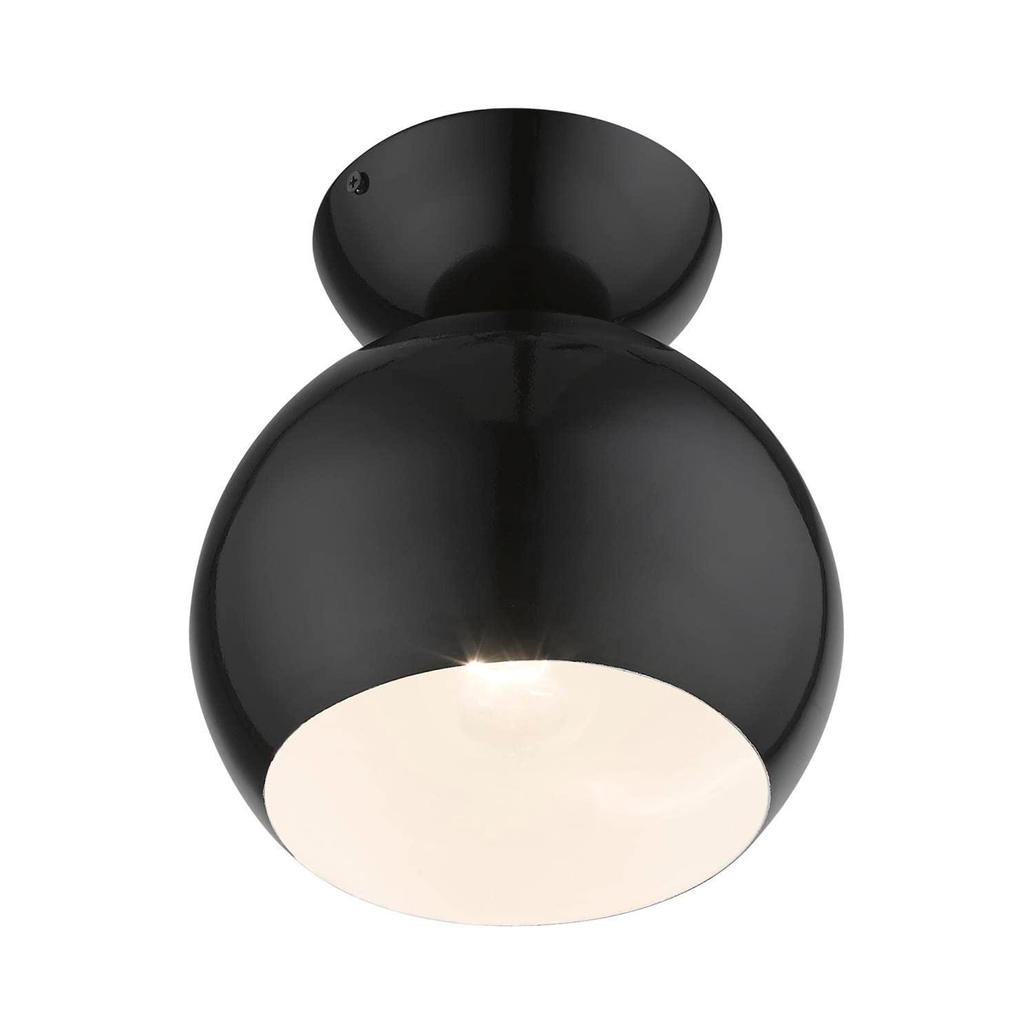 Livex Lighting Stockton 1 - Light Semi-Flush Mount in  Shiny Black