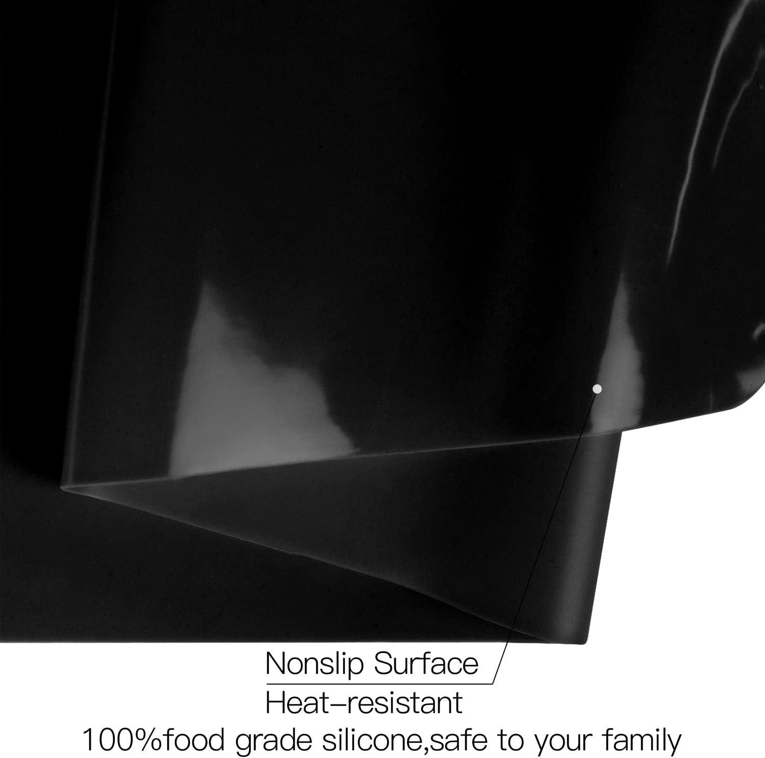 Food Grade Silicone Mats for Kitchen Counter - Countertop Protector Mat Heat Resistant Mat for Air Fryer, Non-Slip Kids Dinner Table Placemat, Nonstick Silicone Mat for Pastry, Baking, Black 1 Pack