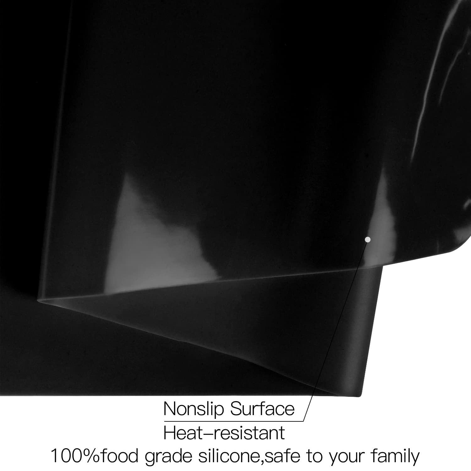 Food Grade Silicone Mats for Kitchen Counter - Countertop Protector Mat Heat Resistant Mat for Air Fryer, Non-Slip Kids Dinner Table Placemat, Nonstick Silicone Mat for Pastry, Baking, Black 1 Pack