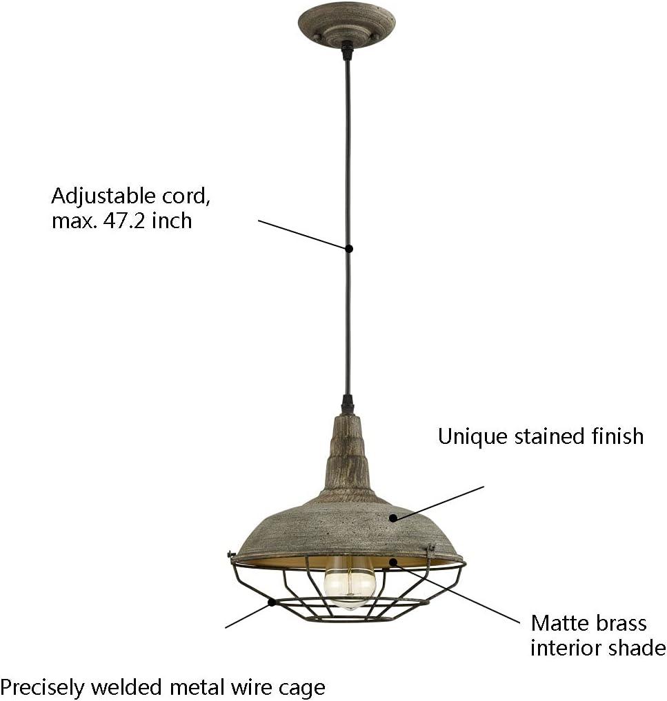 Rustic Green Metal Barn Pendant Light with Adjustable Cord