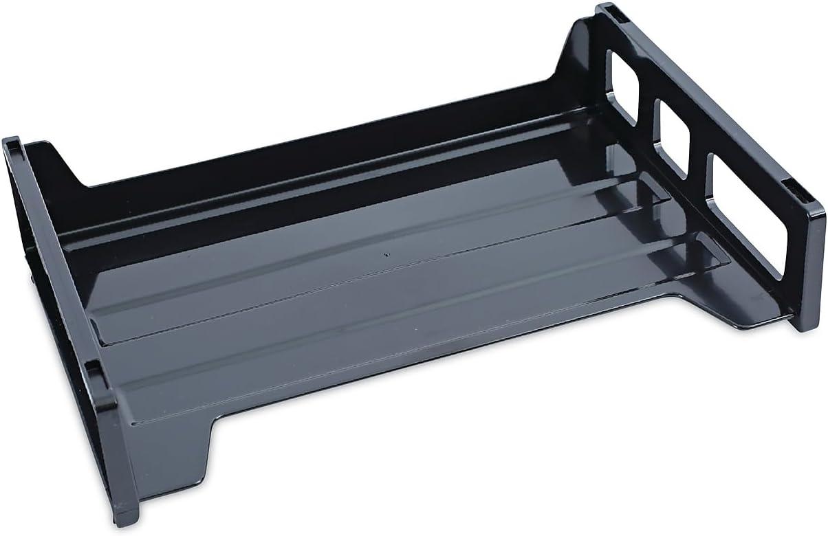 2 PK,Universal Recycled Plastic Side Load Desk Trays, 2 Sections, Letter Size Files, 13" x 9" x 2.75", Black (08100)