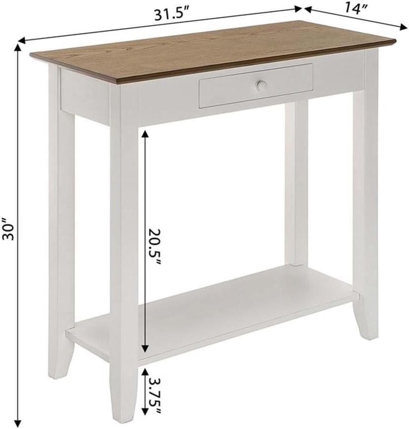 Convenience Concepts American Heritage 1 Drawer Hall Table with Shelf, Driftwood/White