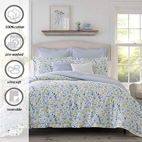 Laura Ashley Nora Blue Cotton Comforter Bonus Set