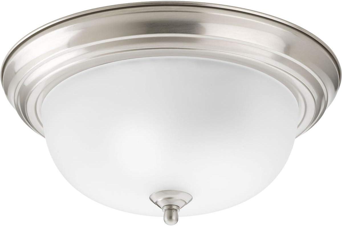 Progress Lighting Melon 2-Light Flush Mount, Brushed Nickel, Alabaster Glass