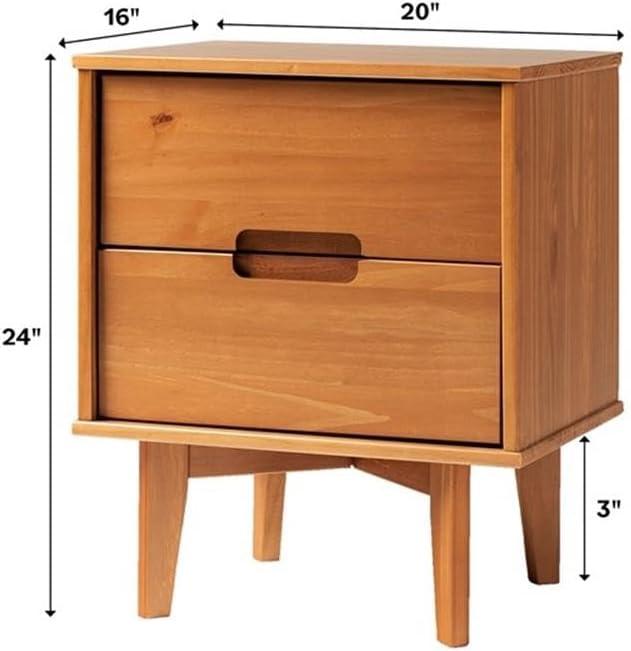 Mags Solid Wood Groove 2-Drawer Nightstand