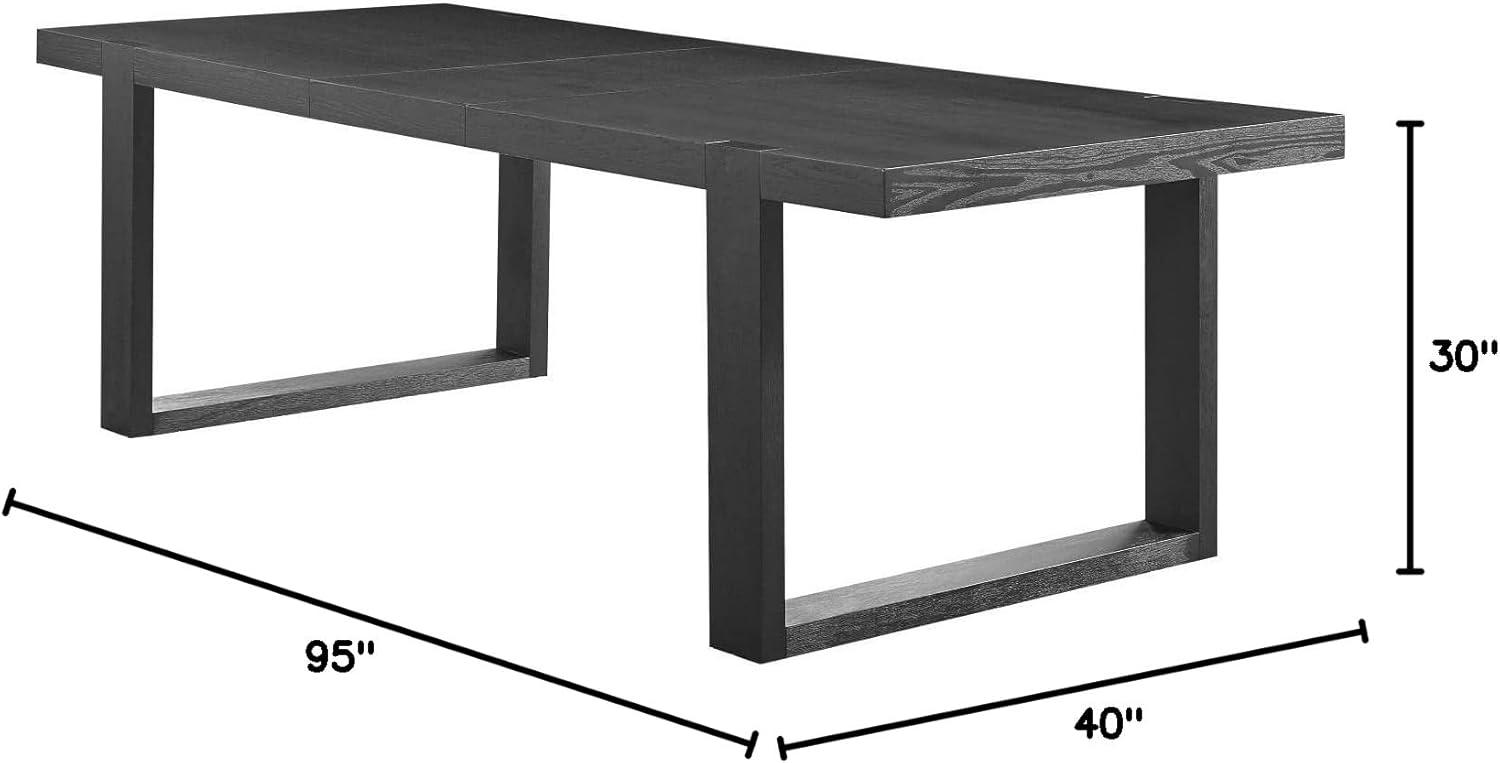 Yves Extendable Dining Table Gray - Steve Silver Co.: Seats 8, Modern Double-Pedestal, Removable Leaf