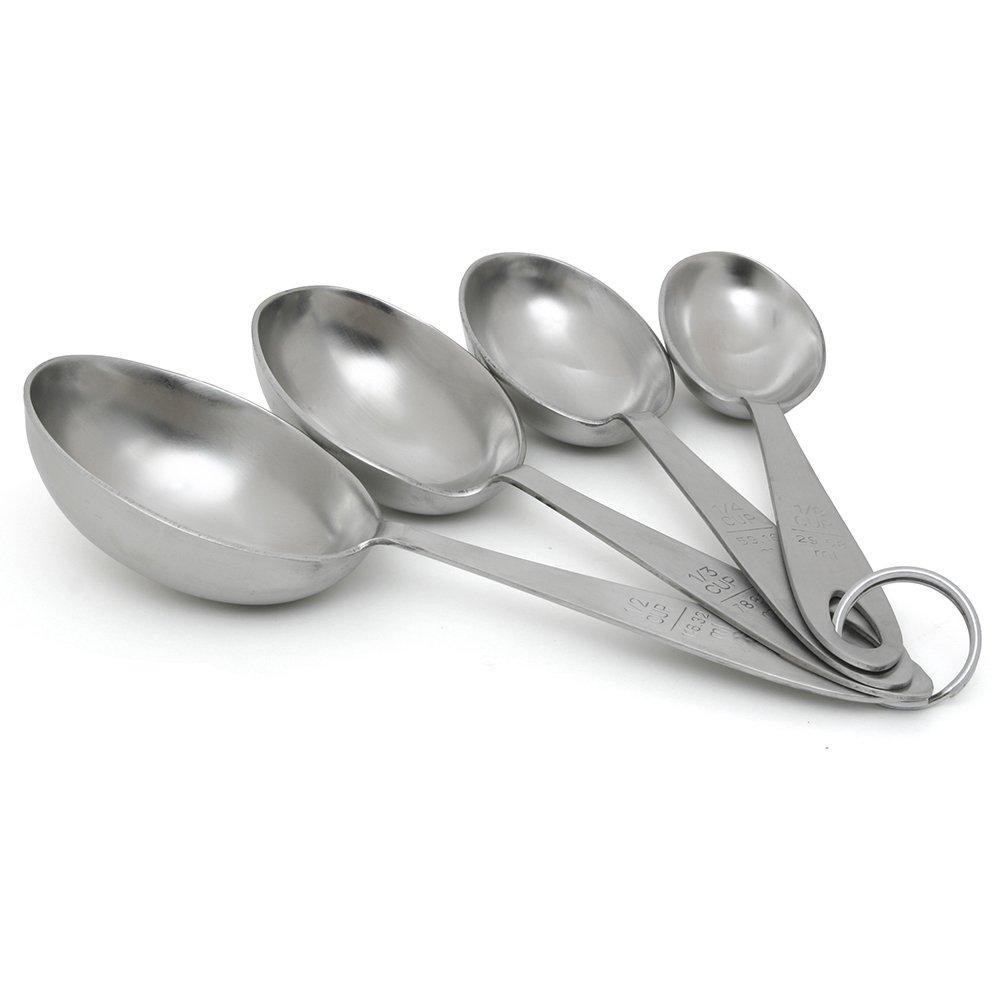 Shetler's Measuring Scoop Set, Durable 4-Piece Stainless Steel Spoon Set for Accurate Measurement of Dry and Wet Ingredients, for Baking and Cooking