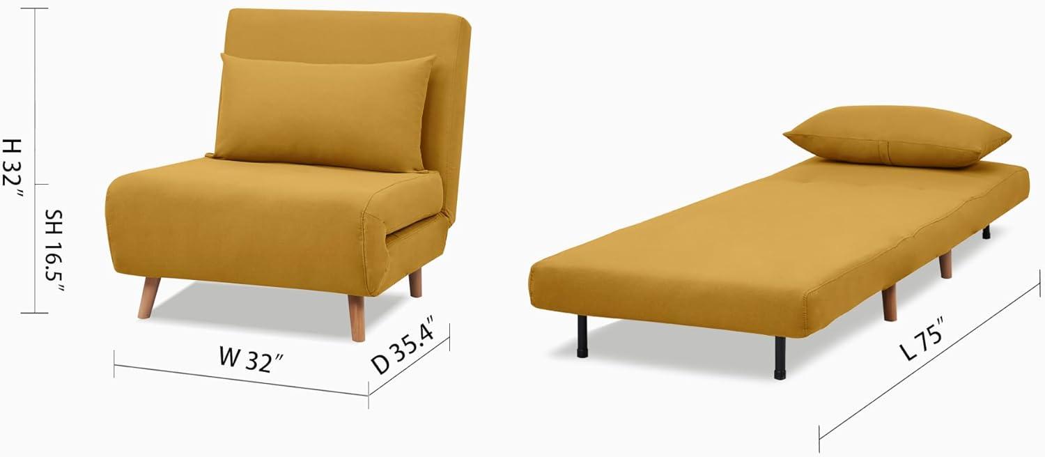 A&D Home Tustin Polyester Convertible Futon Chair, Yellow