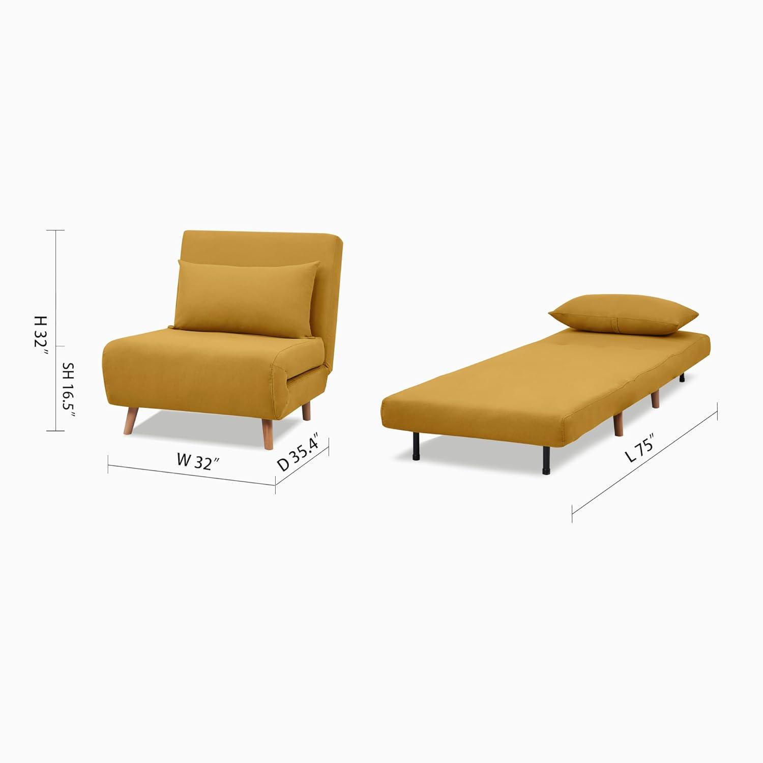A&D Home Tustin Polyester Convertible Futon Chair, Yellow