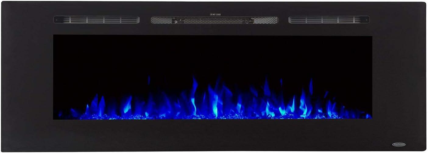 Sideline 60" Black Recessed Electric Fireplace with Realistic Flames