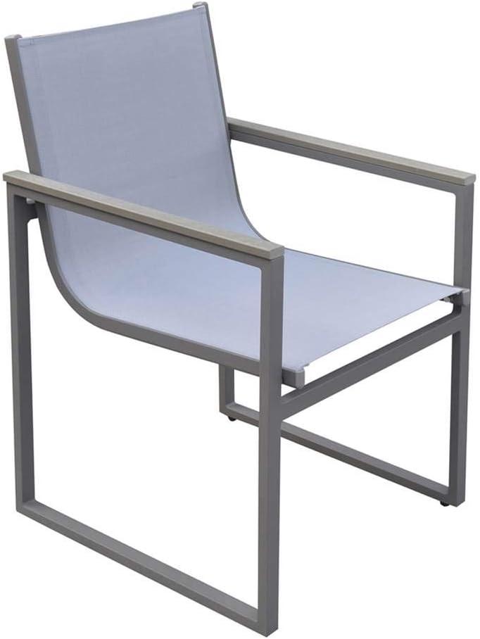 Armen Living Bistro Outdoor Patio Dining Chair in Grey Finish with Grey Sling - Set of 2