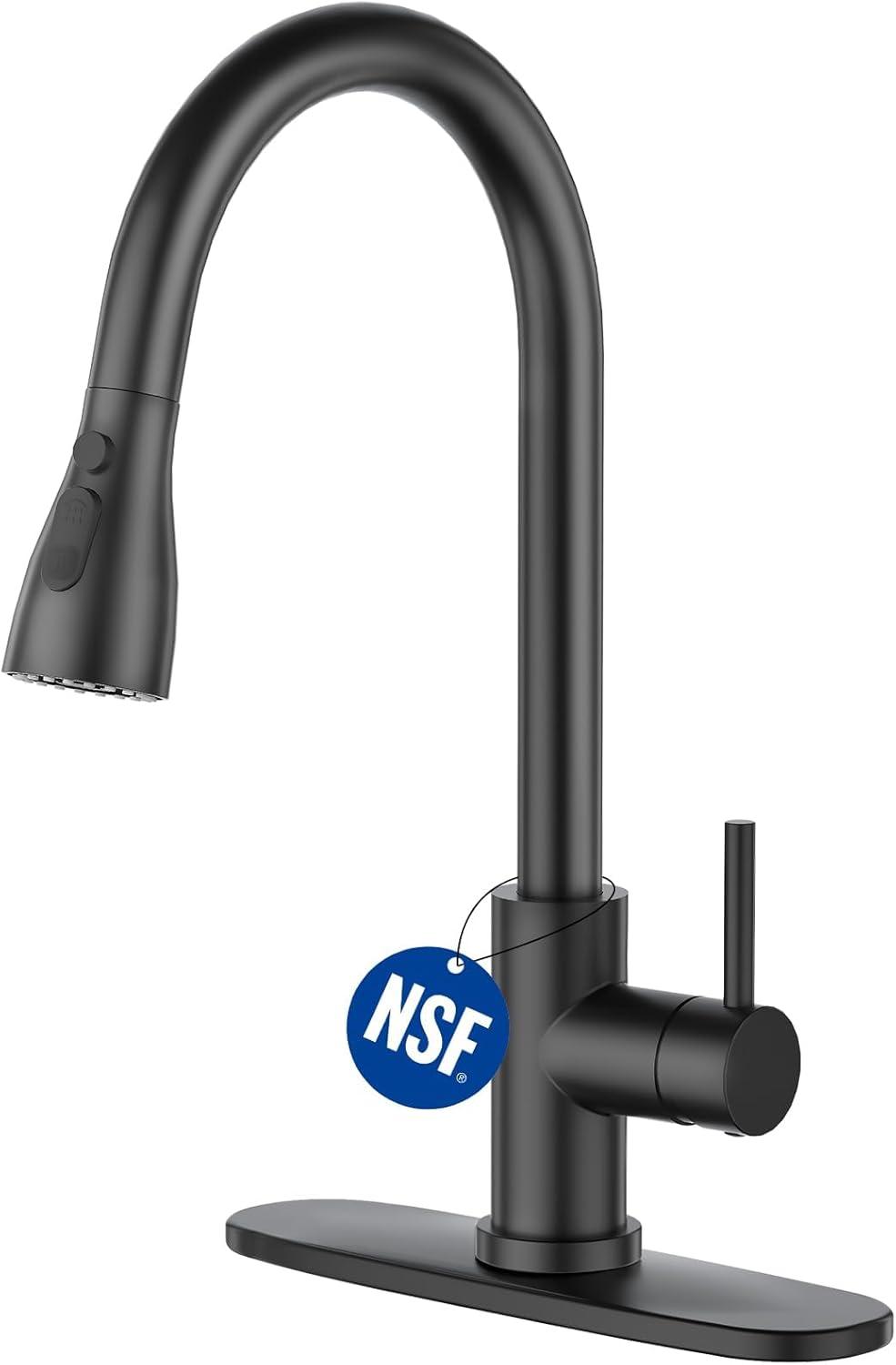 Matte Black Stainless Steel Pull-Down Kitchen Faucet