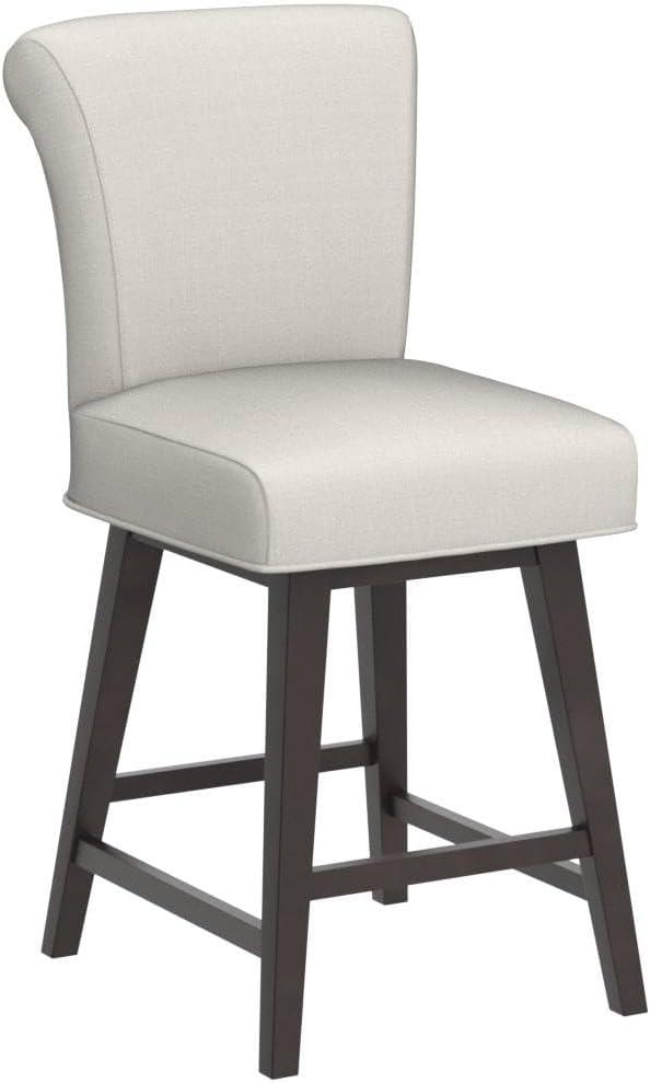 26'' Light Beige Linen Swivel Counter Stools with Dark Wood Legs, Set of 2