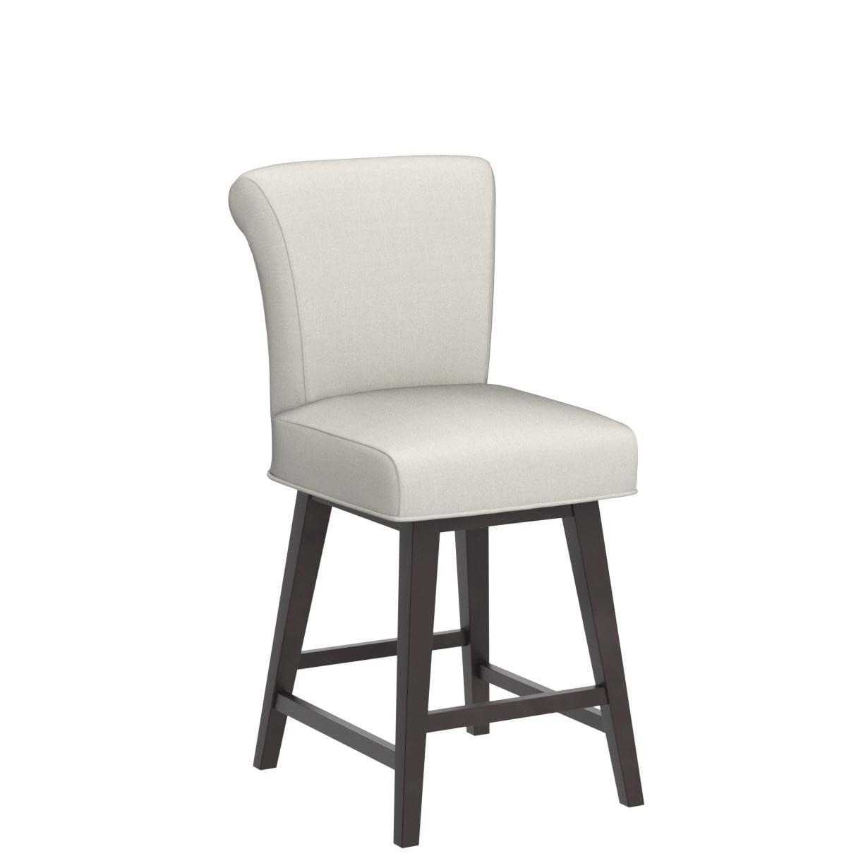 CHITA 26 Inch Counter Height Swivel Bar Stools Set of 2, FSC Certified Modern Upholstered Swivel Barstool Chairs with Back, Fabric in Linen