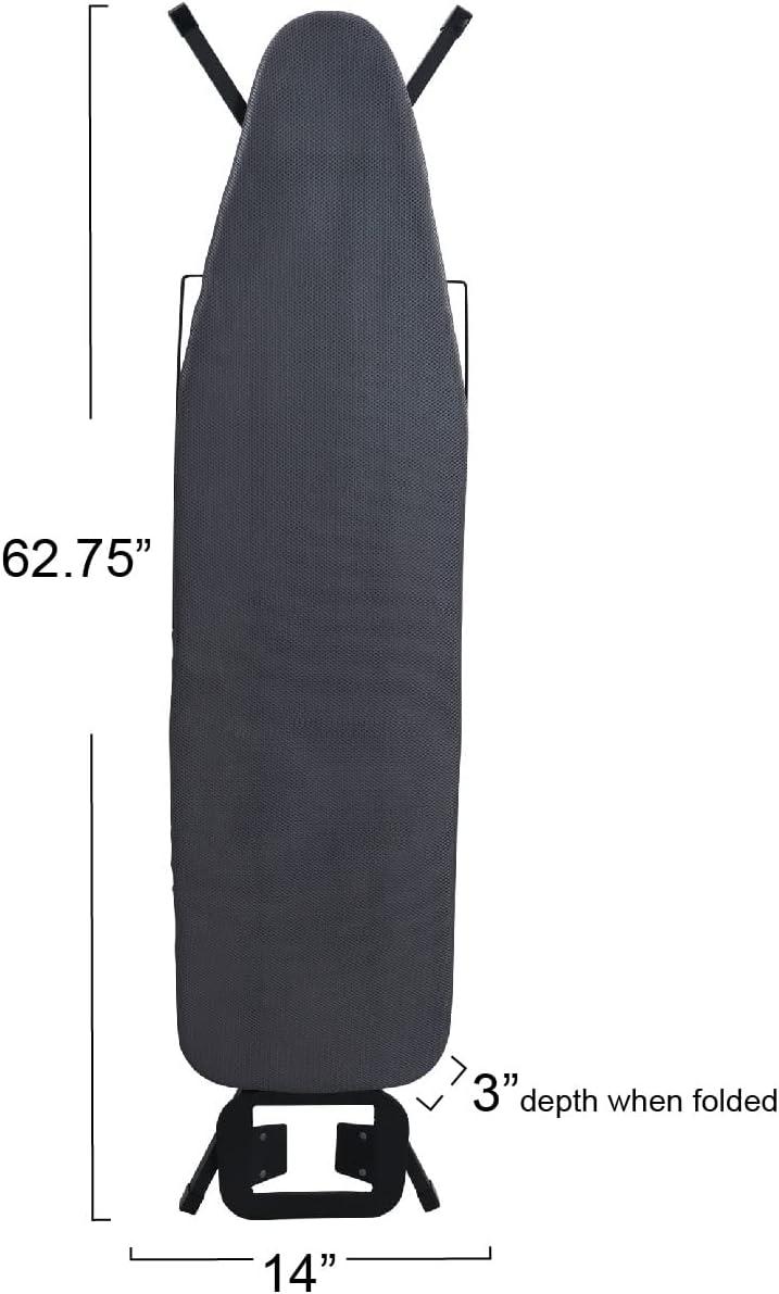 Household Essentials Deluxe Matte Black Ironing Board 4 Legs: Collapsible Metal, 54" x 14", 12.85 lbs, No Warranty