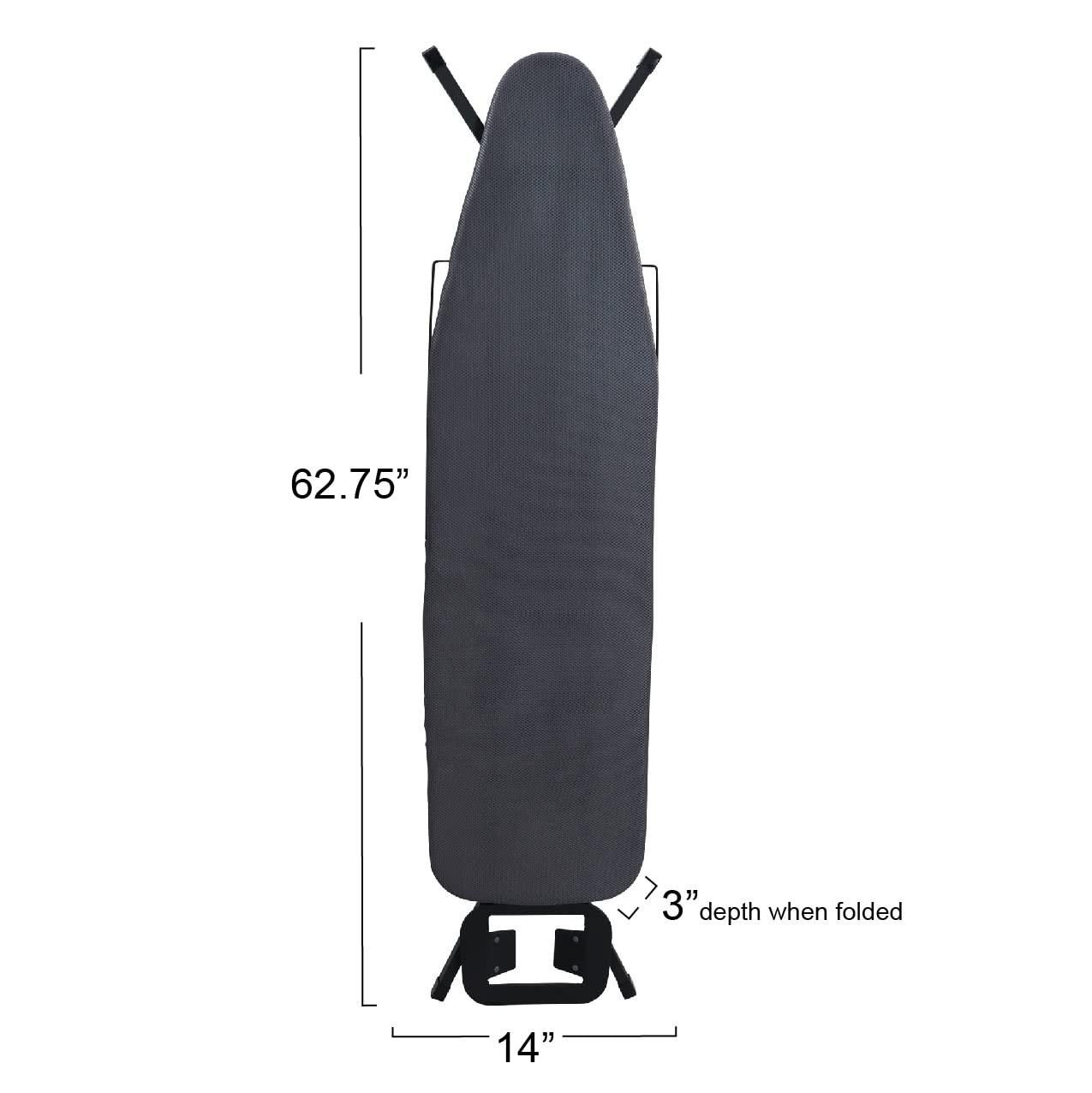 Household Essentials Deluxe Matte Black Ironing Board 4 Legs: Collapsible Metal, 54" x 14", 12.85 lbs, No Warranty