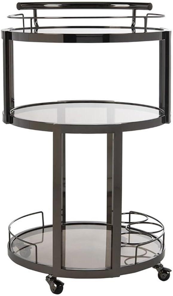 Rio 3 Tier Round Bar Cart - BCT8002B - Black Nickel/Tea - Safavieh