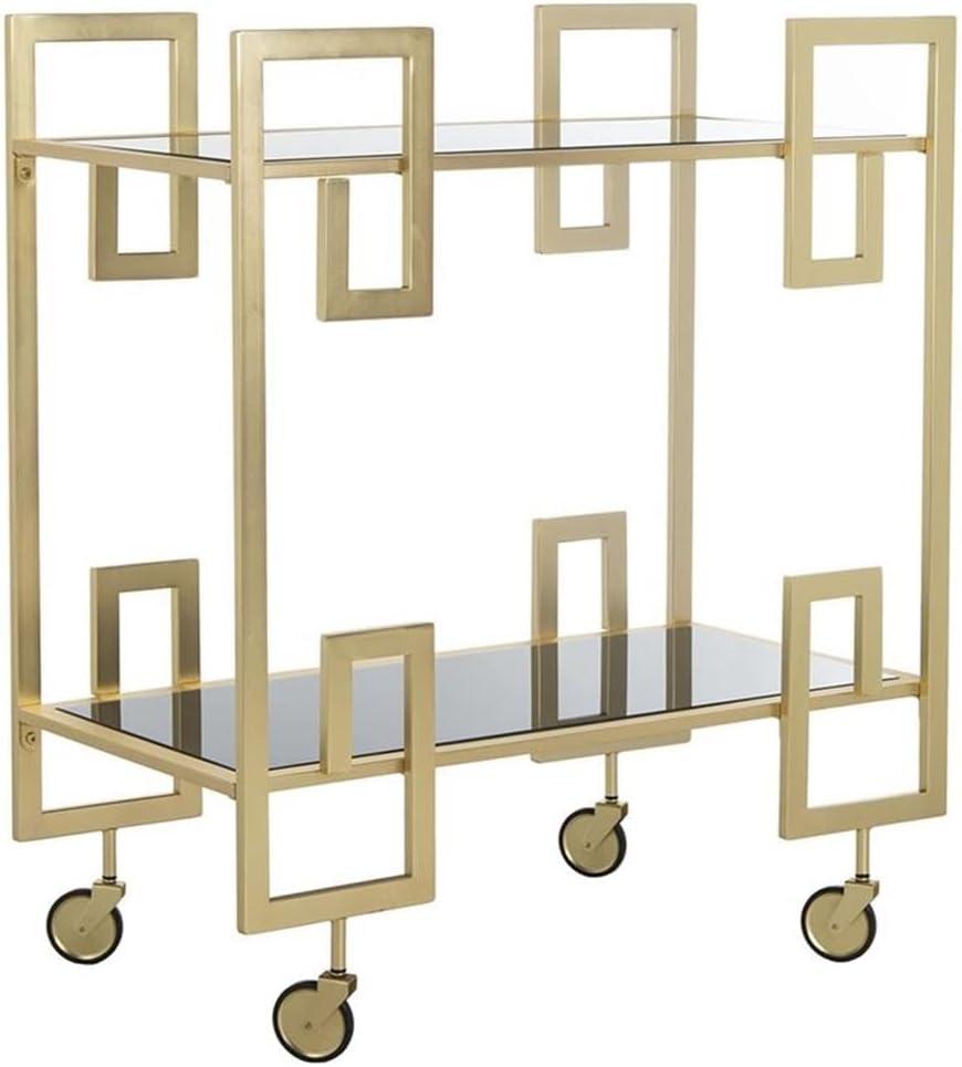 Eliza 2 Tier Bar Cart - Matte Brass/Glass - Safavieh