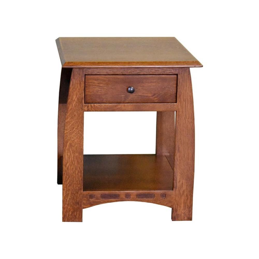 Mission Quarter Sawn White Oak 1 Drawer Inlay End Table