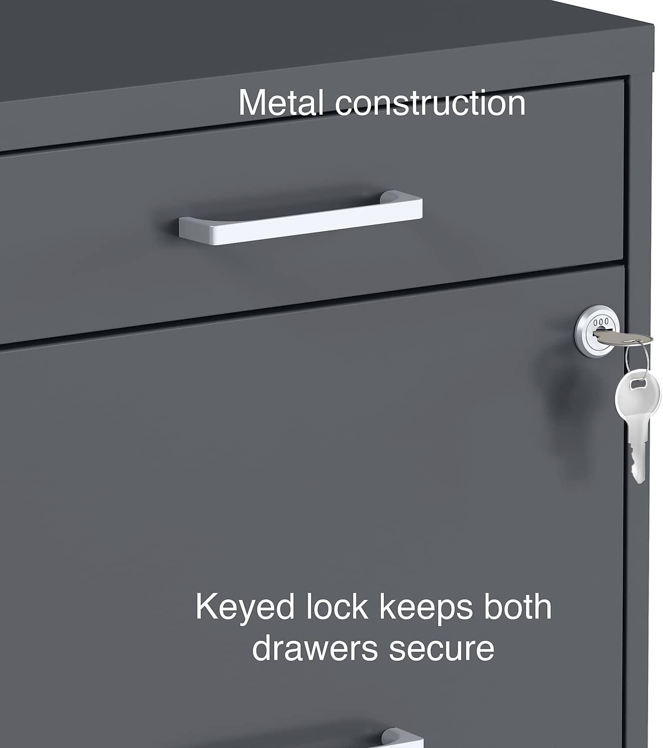 Staples 3-Drawer Vertical File Cabinet Locking Letter Charcoal 18"D (18606) ST52154-CC