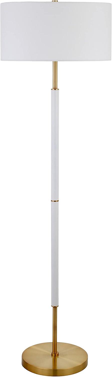 Evelyn&Zoe Simone Mid-Century Modern Metal Floor Lamp, White and Brass