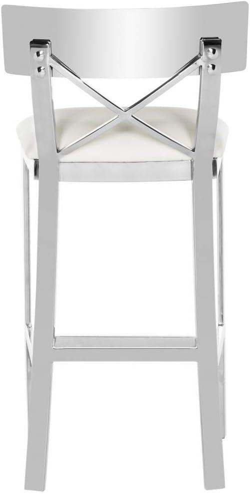 Zoey 35"H Stainless Steel Cross Back Counter Stool - FOX2035 - White - Safavieh Couture