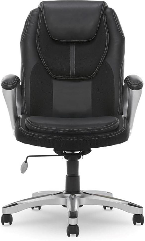 Iridescent Silver High-Back Executive Office Chair with Black Mesh