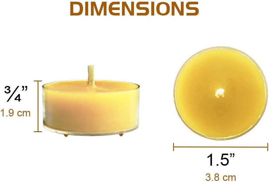 12pcs Natural Beeswax Tealight Candles - Organic Candle Honey Scent Smokeless Clean Burning